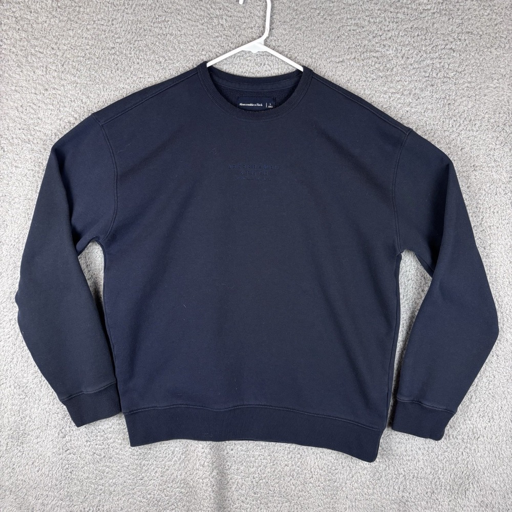Abercrombie & Fitch Sweatshirt Mens Large Blue Crewneck‎ Pullover Spell Out Y2K
